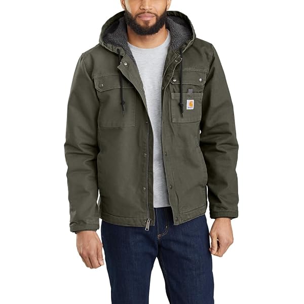 【セール】Carhartt フード付きジャケット L TALL Carhartt Men's Relaxed Fit Washed Duck Sherpa-Lined Jacket, Gravel